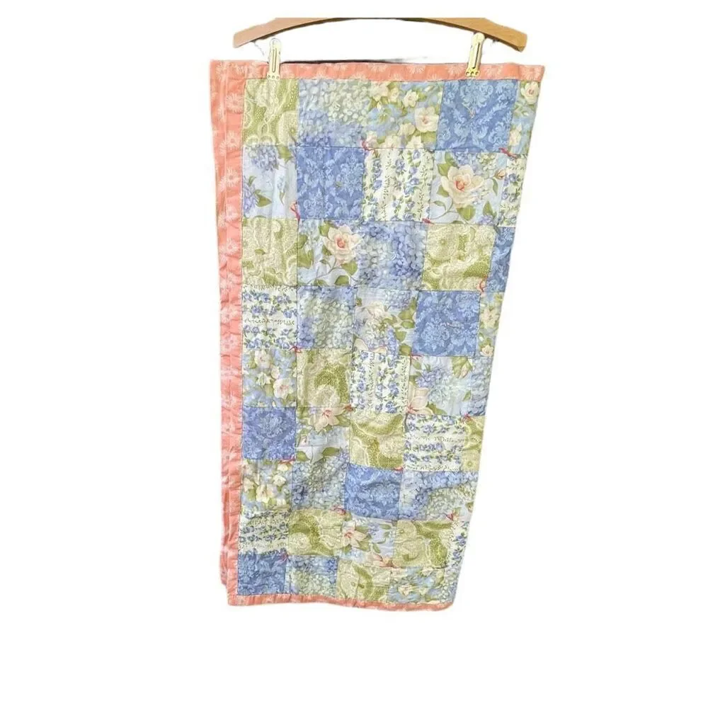 Handmade baby or lap blanket . Patchwork quilted